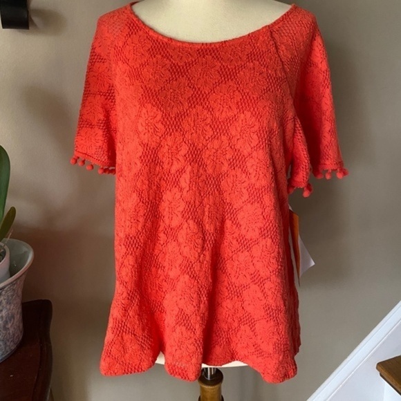 NWOT Anthroplogie Eri & Ali  Bianca Pom Lace Top - Picture 3 of 8